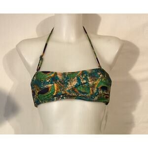 1137 NWT Bikini Bay Twisted Bandeau Top PPGR Green Plume Size 8